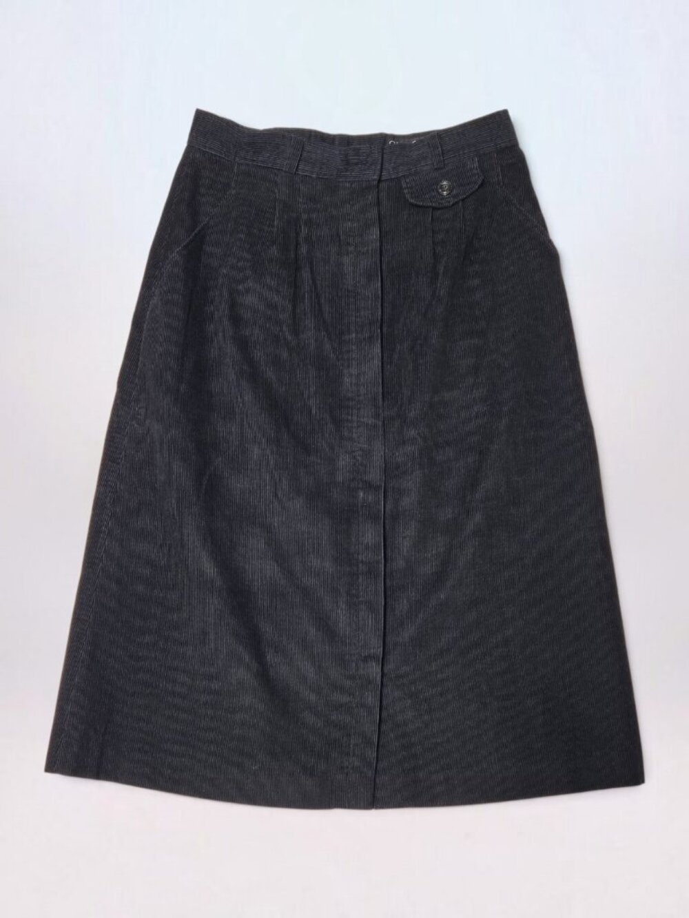 Vintage 80s Hunter's Glen Corduroy Black Midi Skirt (Size 11/12 ~ Large)